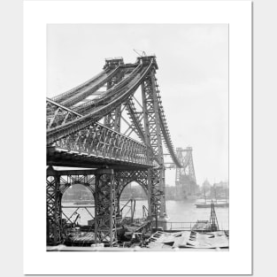 Williamsburg Bridge Construction, 1901. Vintage Photo Posters and Art